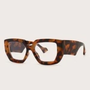 Tortoiseshell Frame Glasses Clear Lens No Prescription Cat Leopard Print